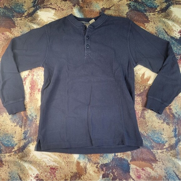 LL Bean Thermal Layer Blue Outdoor Cotton Shirt Long Sleeve Small Regular - Picture 9 of 13